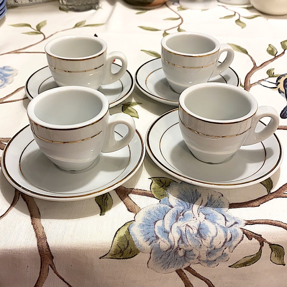 Casa Elite Mini Cups and Saucers With Gold Rims